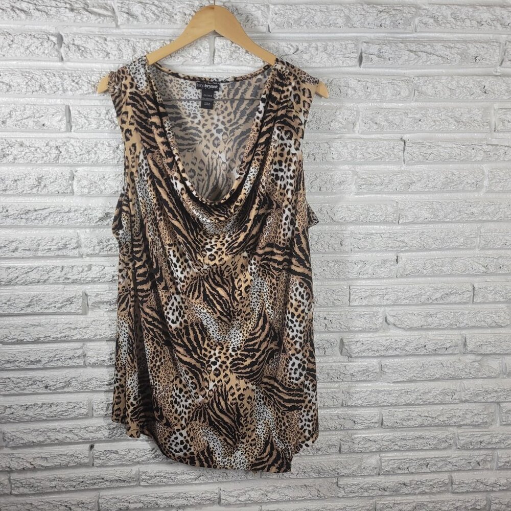 Lane Bryant Women Top 22W 24W Plus Tunic Sleeveless Lightweight Tan ANI73E